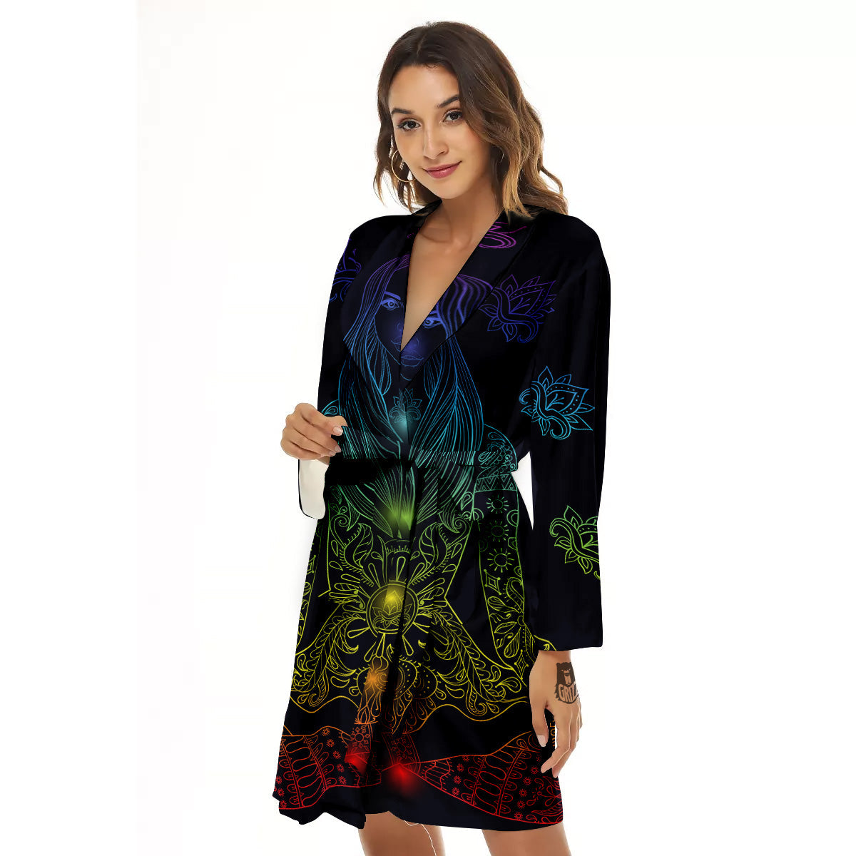 Seven Chakras Bohemian Print Women's Robe-grizzshop