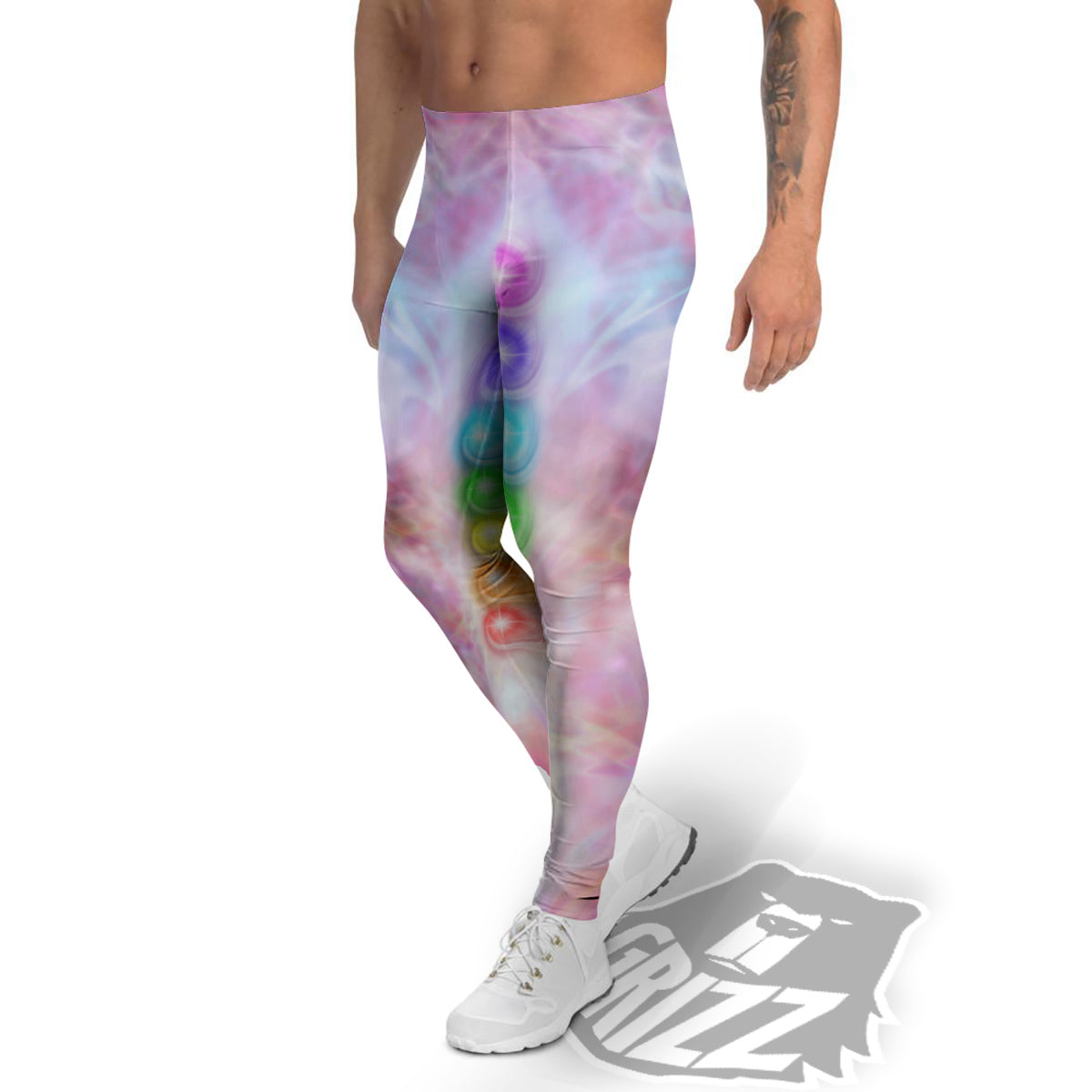 Seven Chakras Colorful Print Men's Leggings-grizzshop