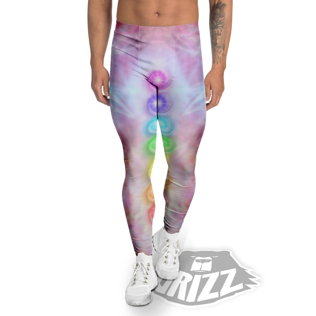 Seven Chakras Colorful Print Men's Leggings-grizzshop