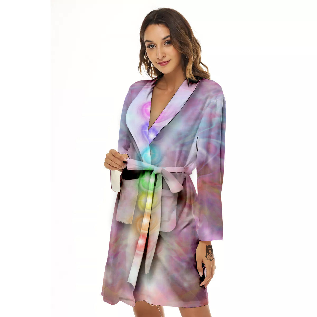 Seven Chakras Colorful Print Women's Robe-grizzshop