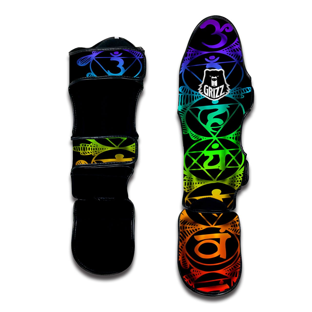 Seven Chakras Spiritual Print Muay Thai Shin Guards-grizzshop