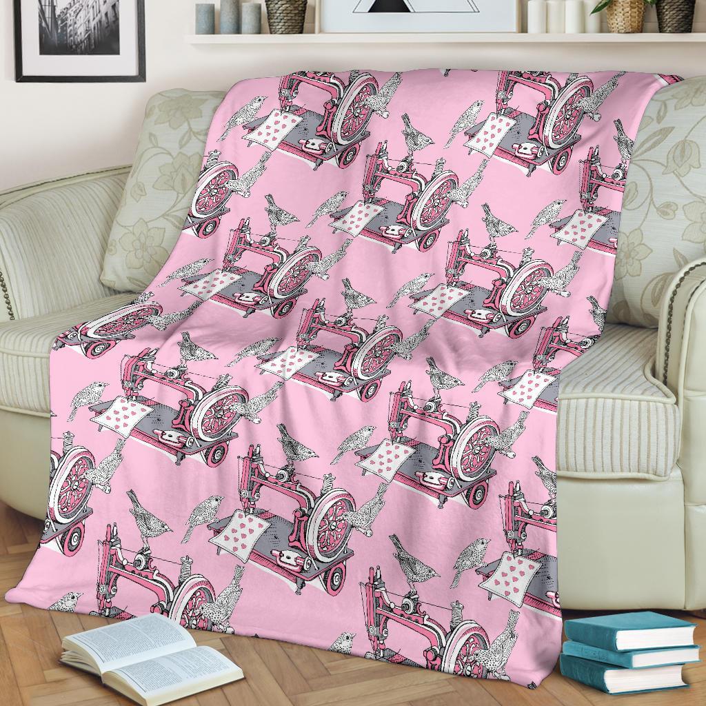 Sewing Machine Pattern Print Blanket-grizzshop