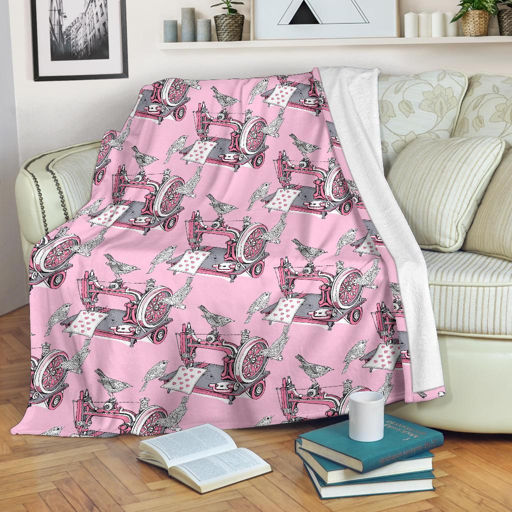 Sewing Machine Pattern Print Blanket-grizzshop