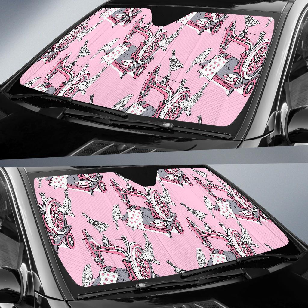 Sewing Machine Pattern Print Car Sun Shade-grizzshop