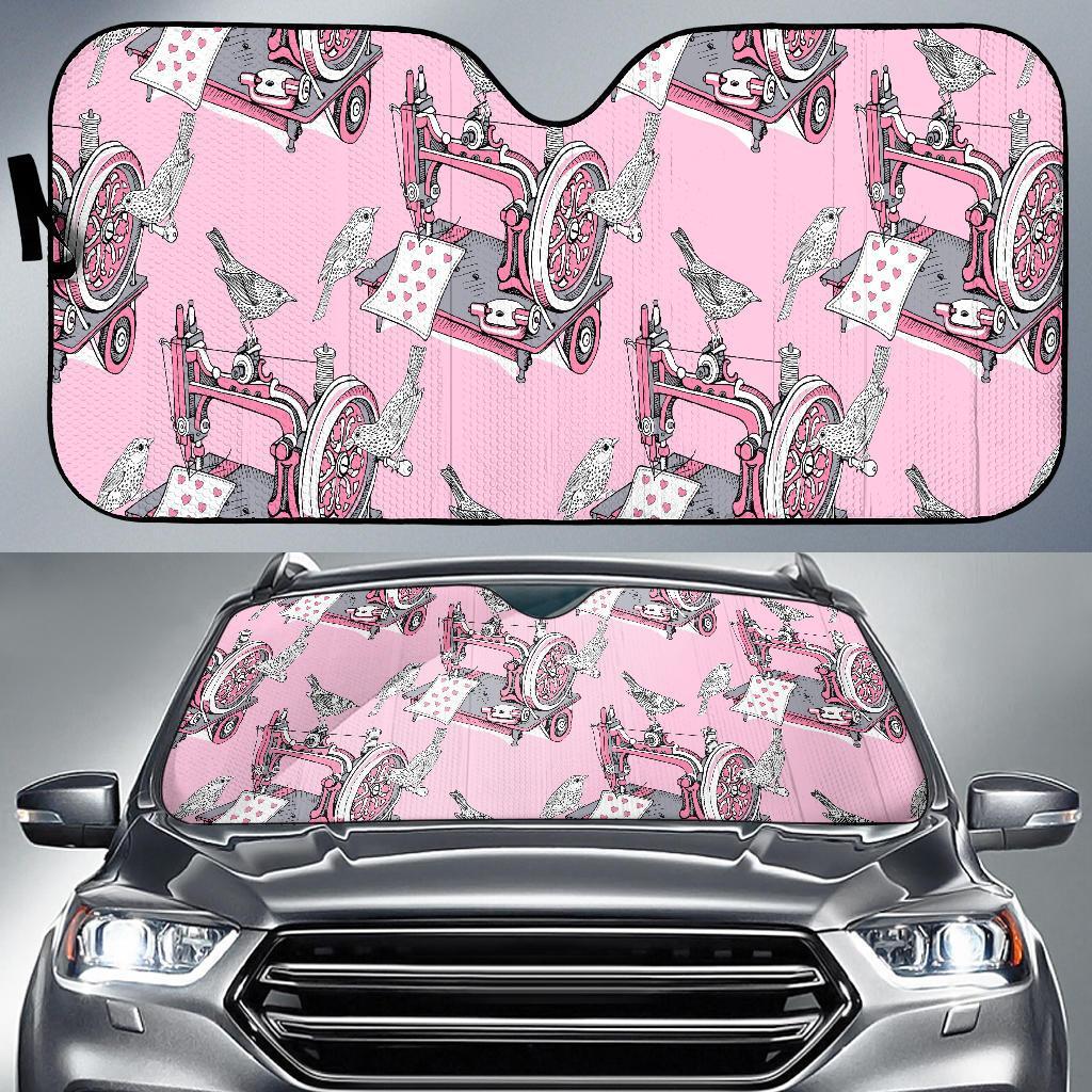 Sewing Machine Pattern Print Car Sun Shade-grizzshop