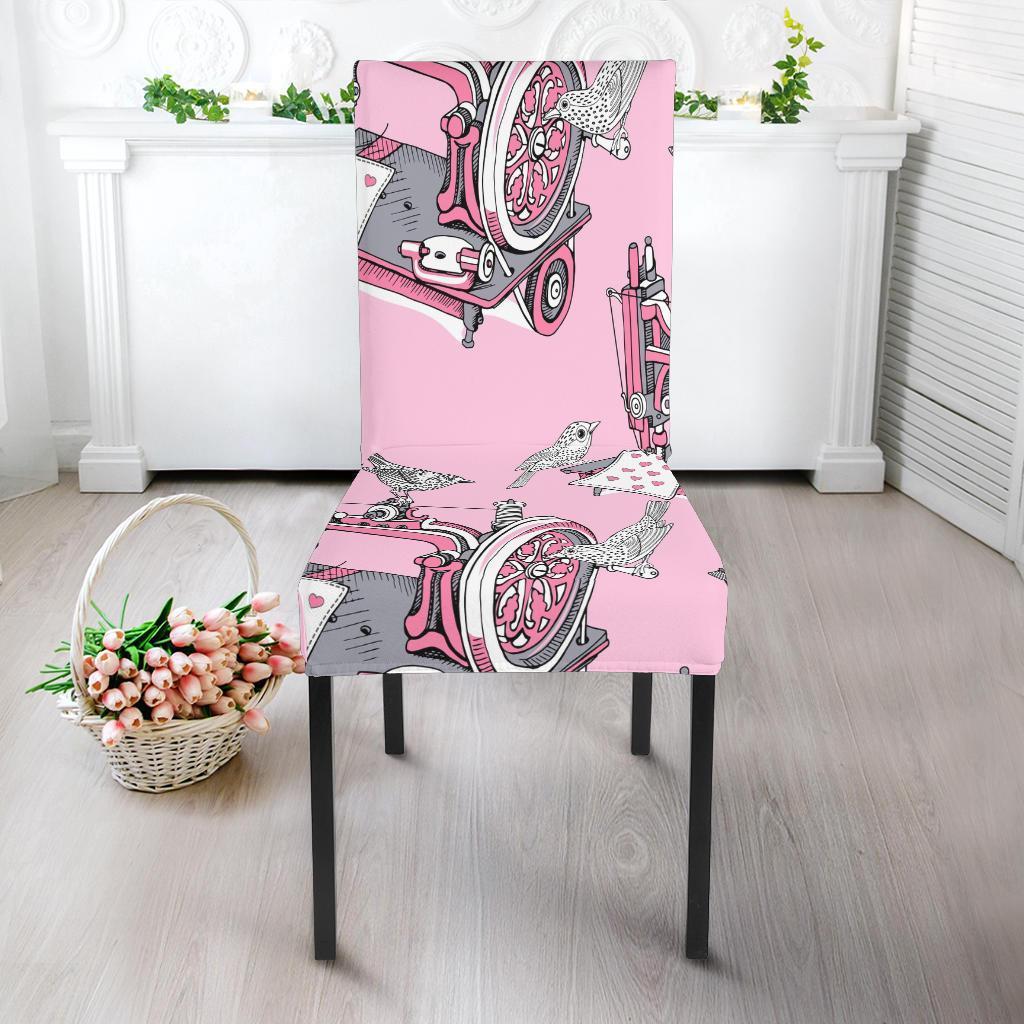 Sewing Machine Pattern Print Chair Cover-grizzshop