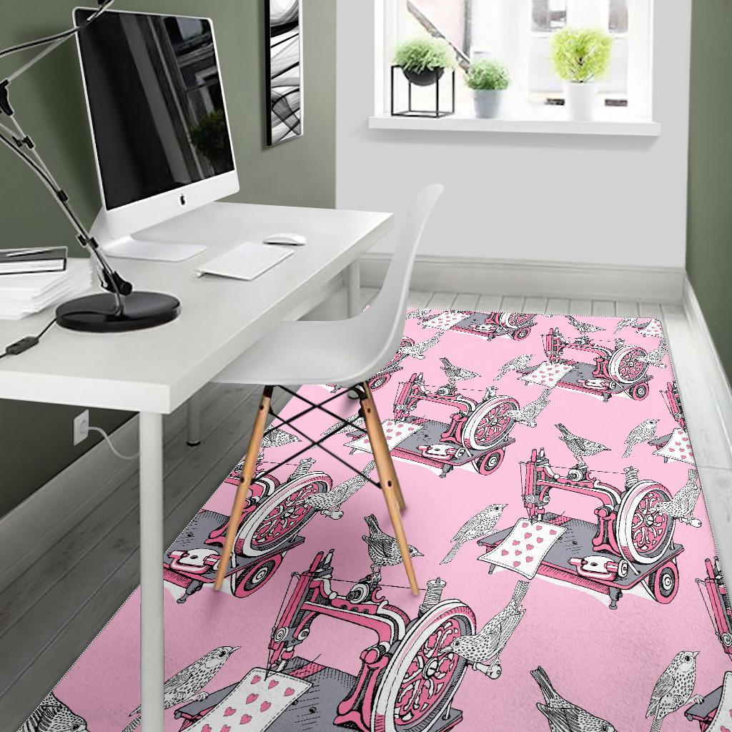 Sewing Machine Pattern Print Floor Mat-grizzshop