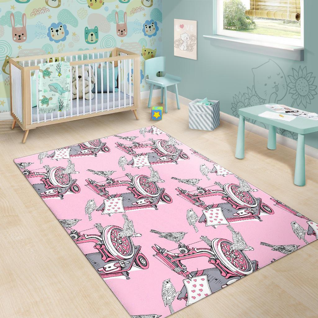 Sewing Machine Pattern Print Floor Mat-grizzshop