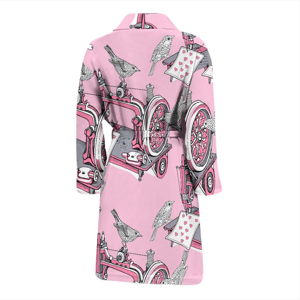 Sewing Machine Pattern Print Men Long Robe-grizzshop