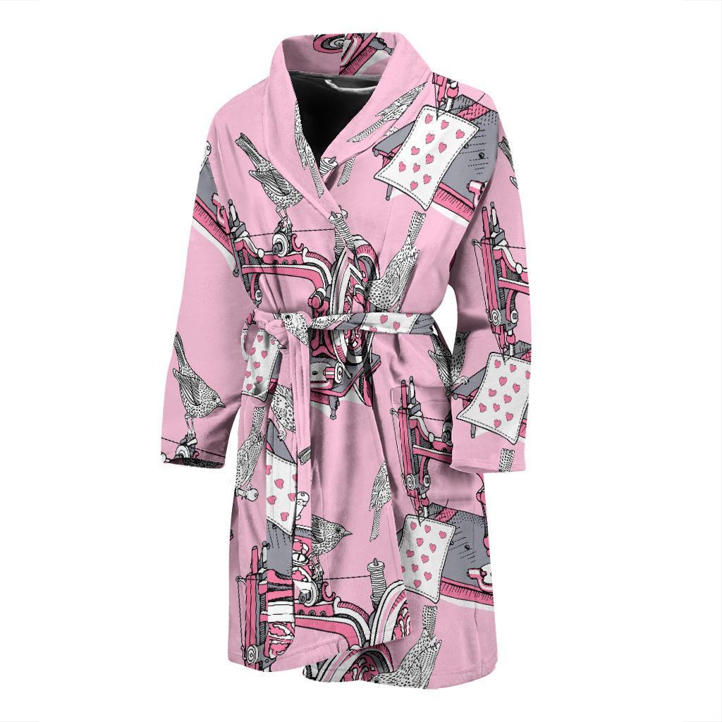 Sewing Machine Pattern Print Men Long Robe-grizzshop