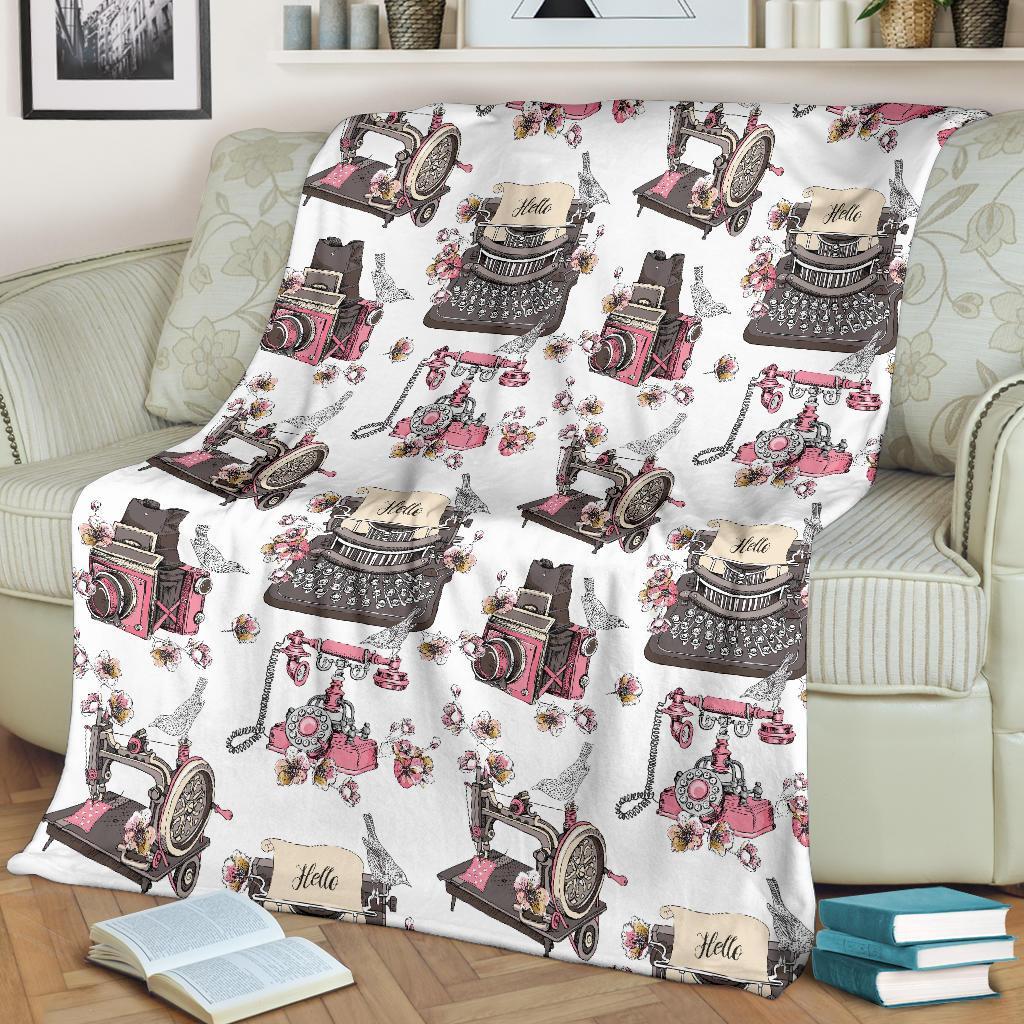 Sewing Machine Print Pattern Blanket-grizzshop