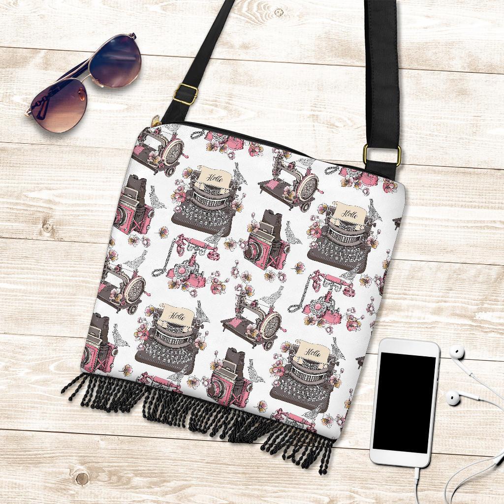 Sewing Machine Print Pattern Crossbody Bags-grizzshop