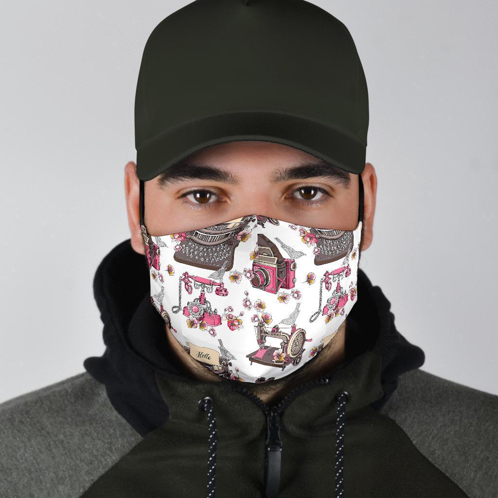 Sewing Machine Print Pattern Face Mask-grizzshop