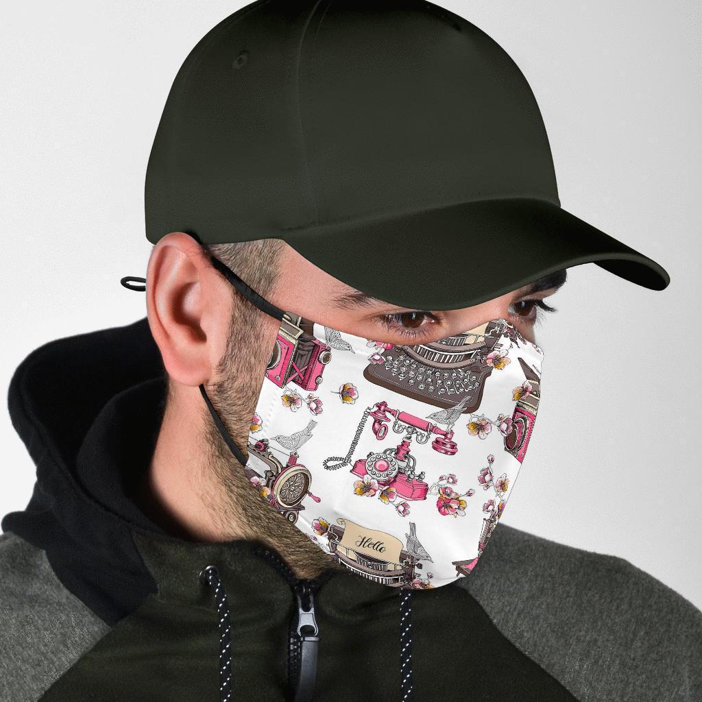 Sewing Machine Print Pattern Face Mask-grizzshop