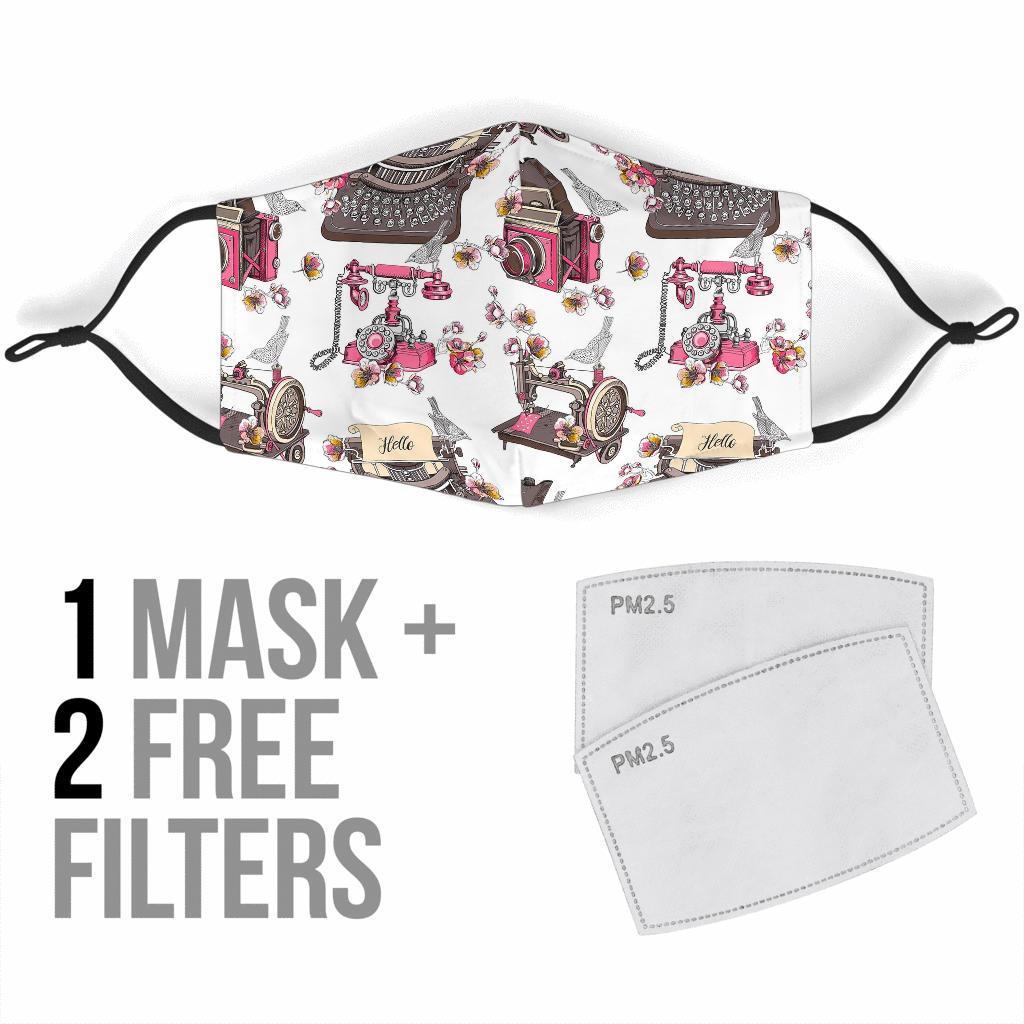 Sewing Machine Print Pattern Face Mask-grizzshop