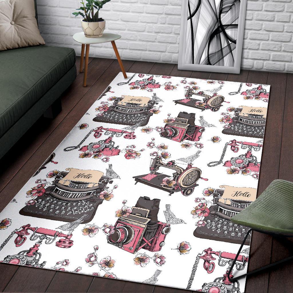 Sewing Machine Print Pattern Floor Mat-grizzshop