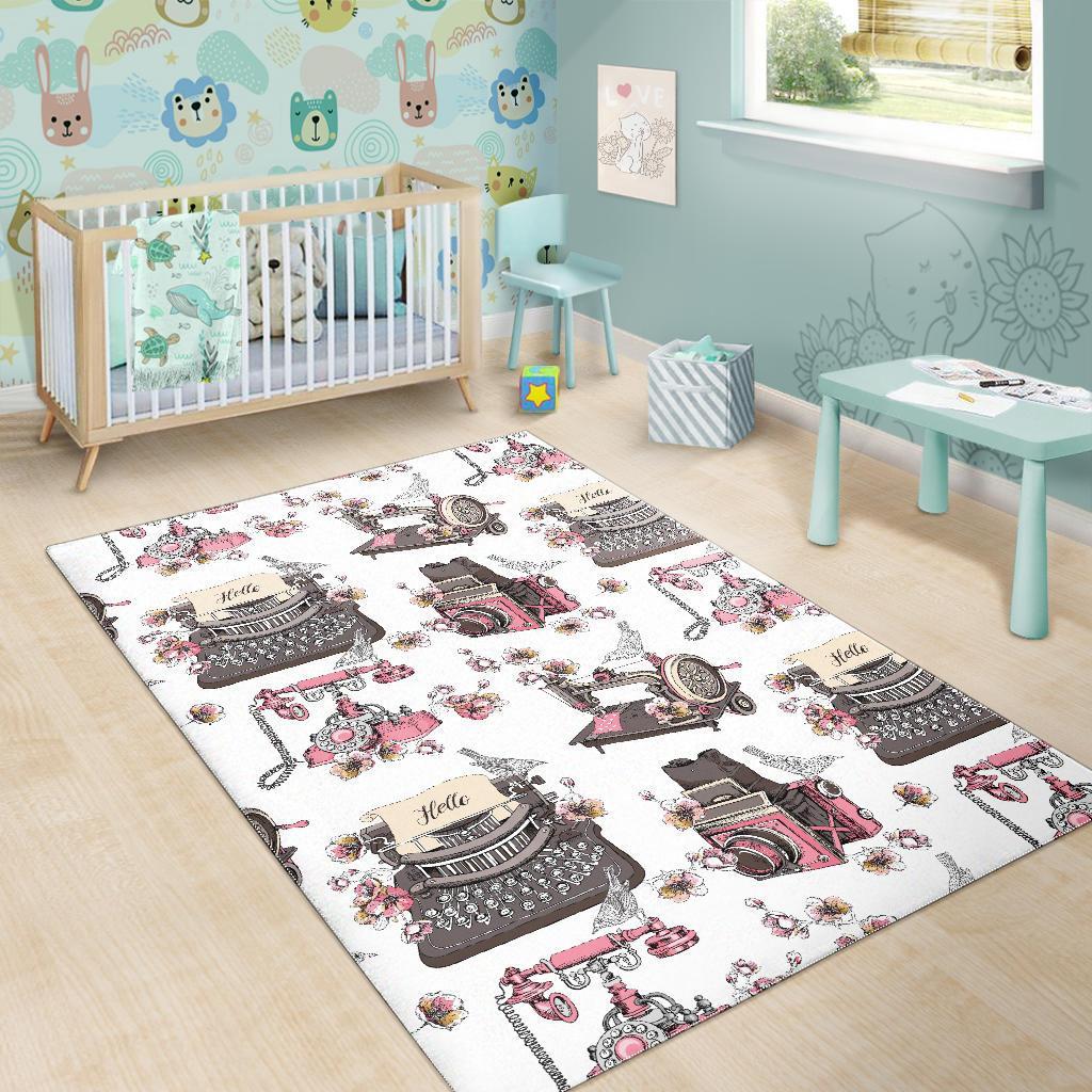 Sewing Machine Print Pattern Floor Mat-grizzshop