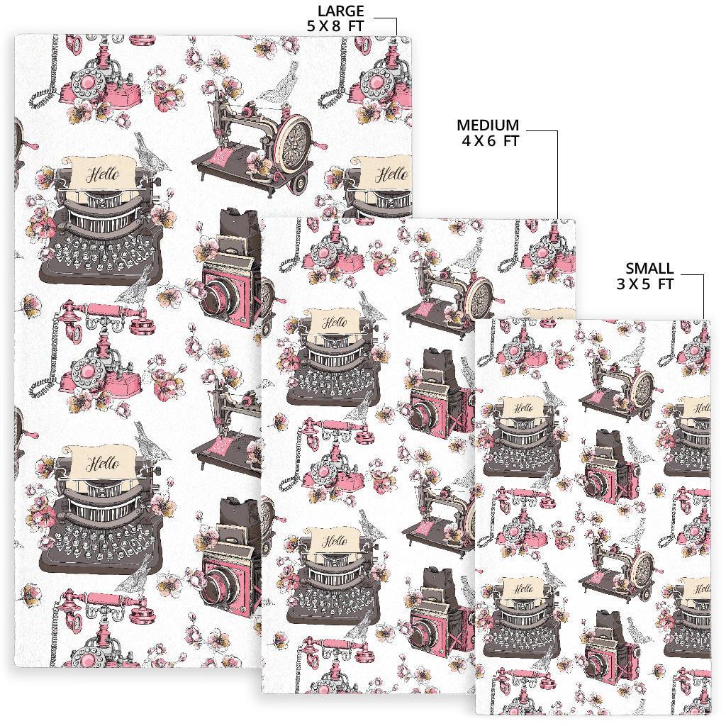 Sewing Machine Print Pattern Floor Mat-grizzshop