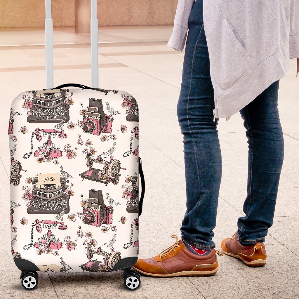 Sewing Machine Print Pattern Luggage Cover Protector-grizzshop