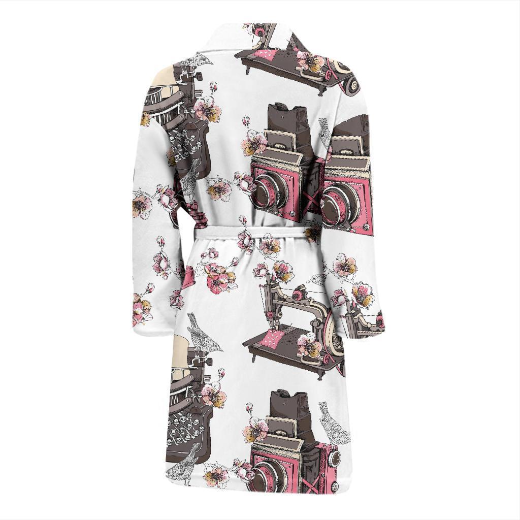 Sewing Machine Print Pattern Men Long Robe-grizzshop