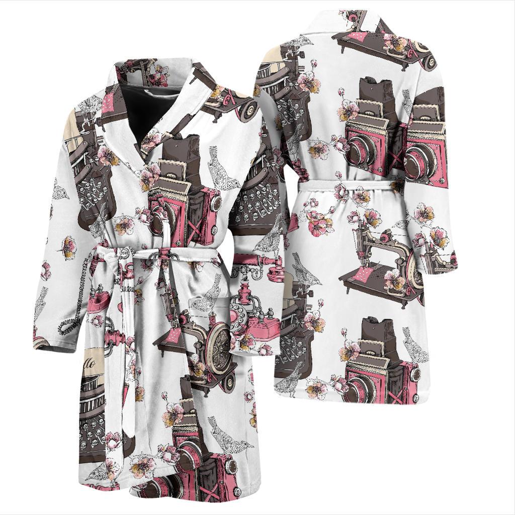 Sewing Machine Print Pattern Men Long Robe-grizzshop