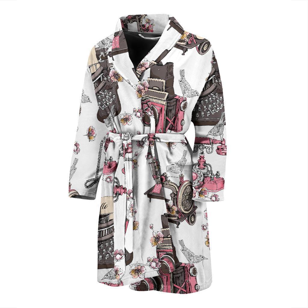 Sewing Machine Print Pattern Men Long Robe-grizzshop