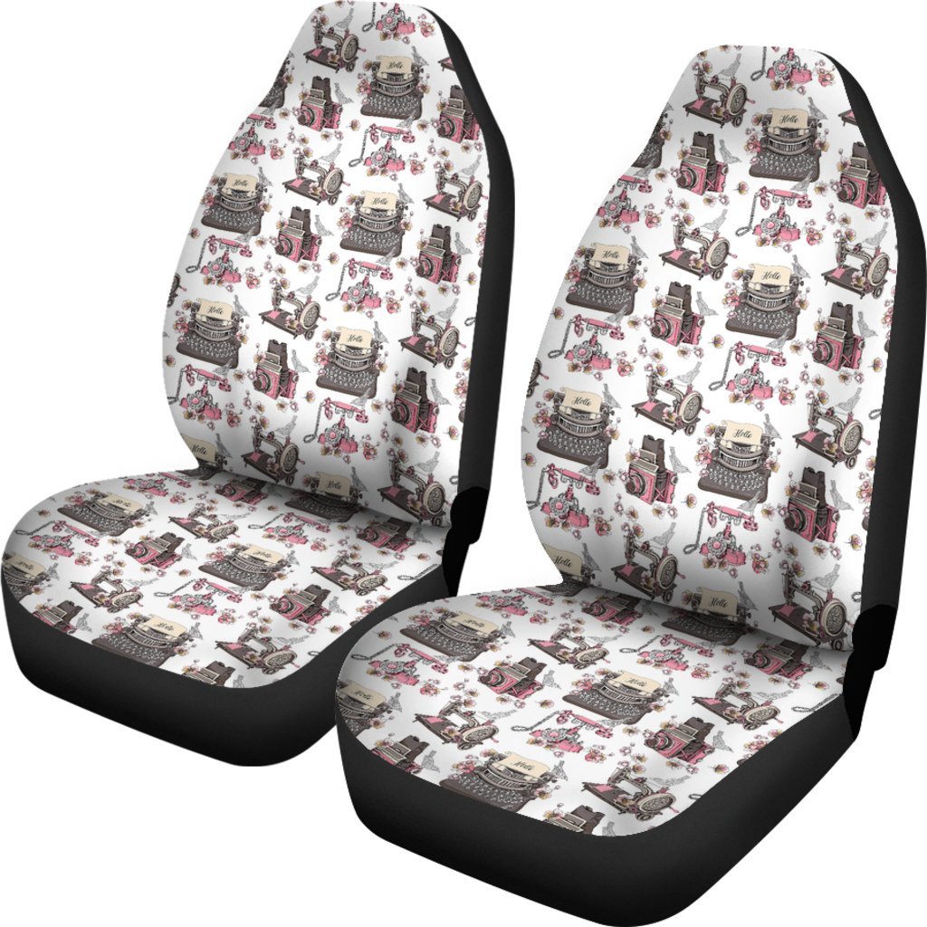 Sewing Machine Print Pattern Universal Fit Car Seat Cover-grizzshop