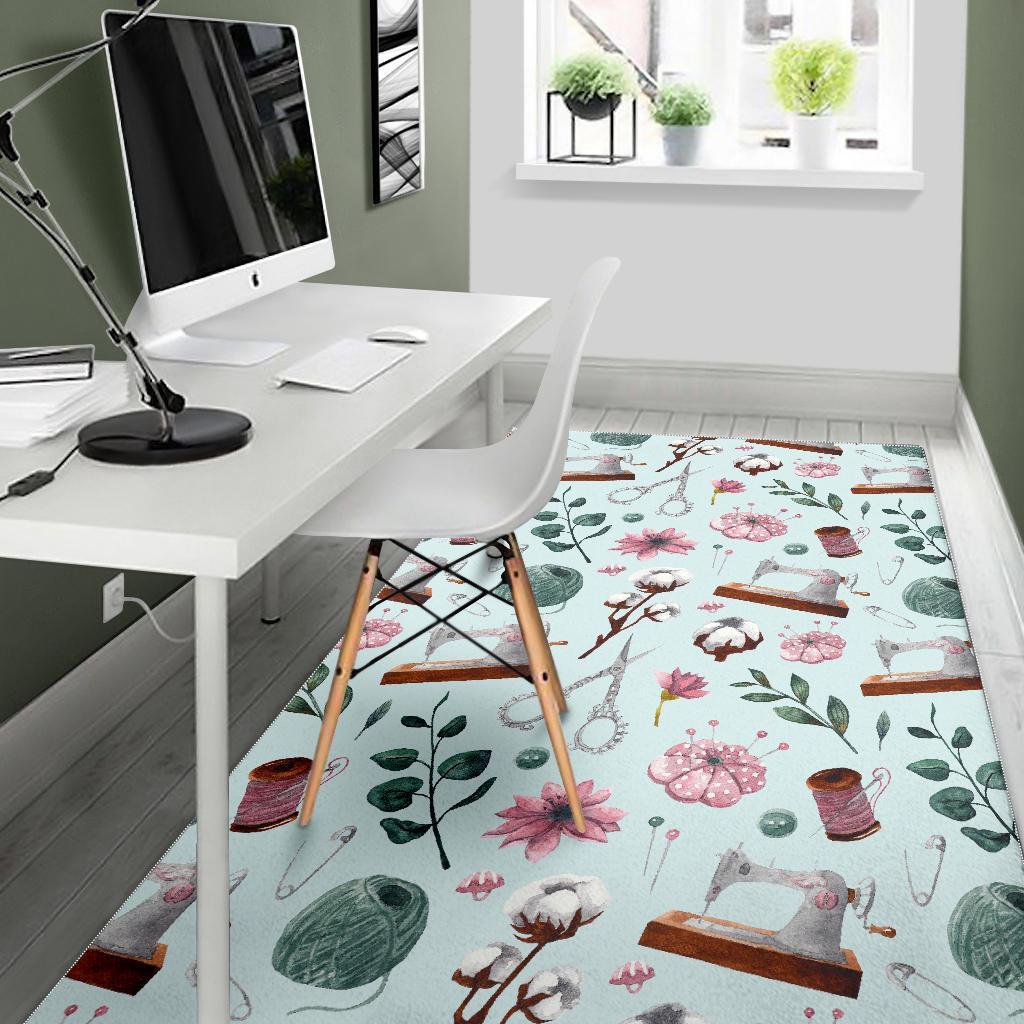 Sewing Pattern Print Floor Mat-grizzshop