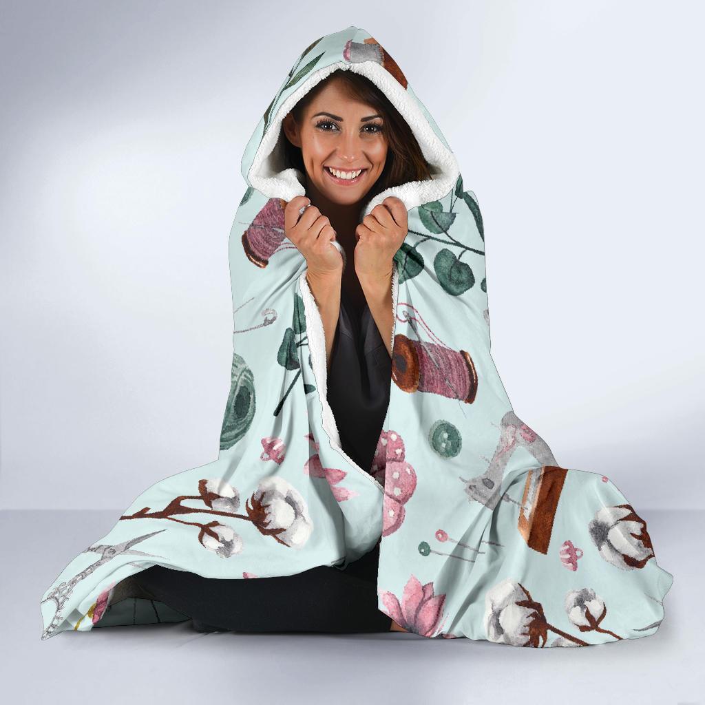 Sewing Pattern Print Hooded Blanket-grizzshop