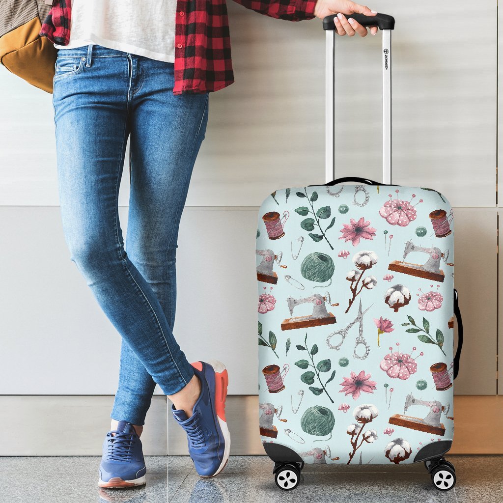 Sewing Pattern Print Luggage Cover Protector-grizzshop