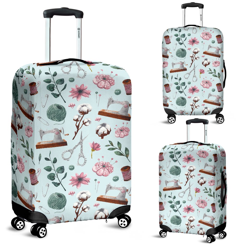Sewing Pattern Print Luggage Cover Protector-grizzshop