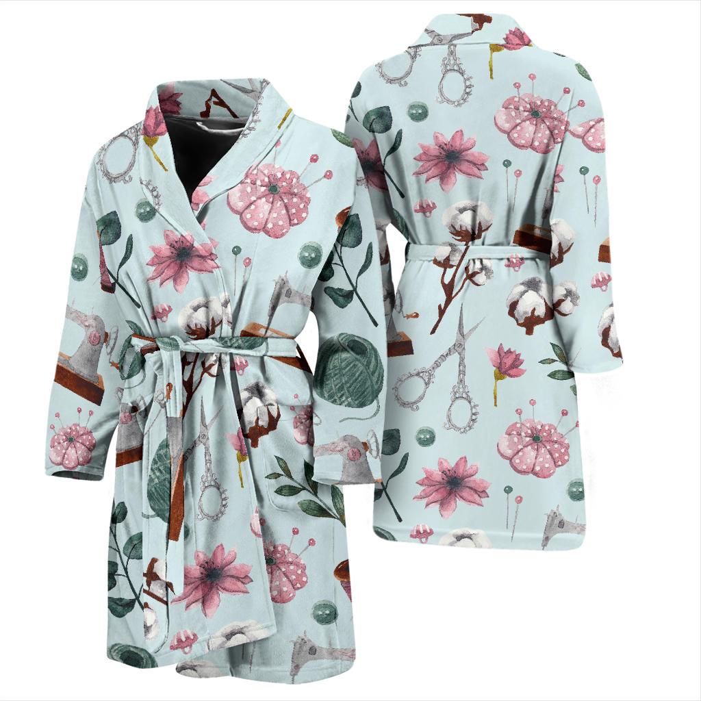 Sewing Pattern Print Men Long Robe-grizzshop