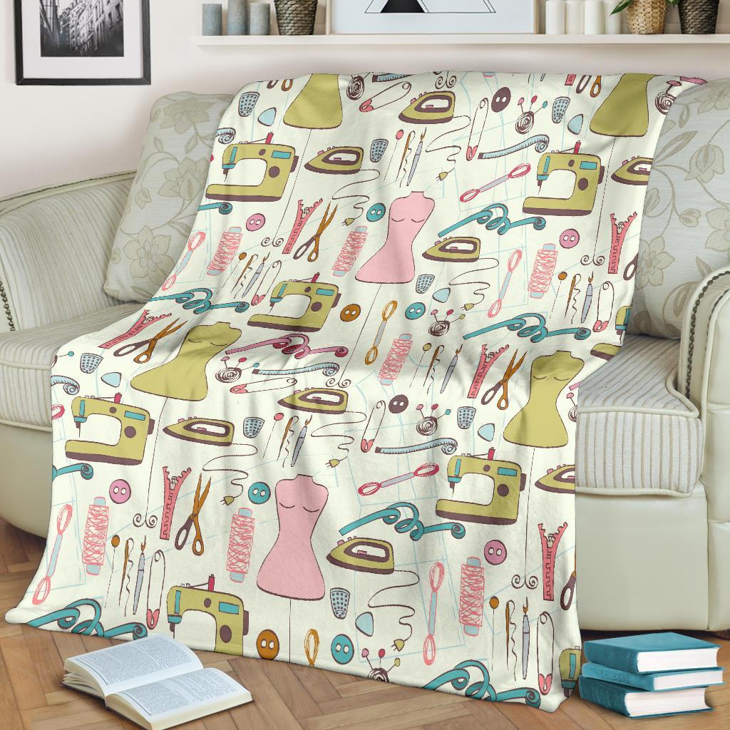 Sewing Print Pattern Blanket-grizzshop