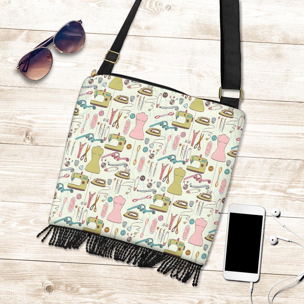 Sewing Print Pattern Crossbody Bags-grizzshop