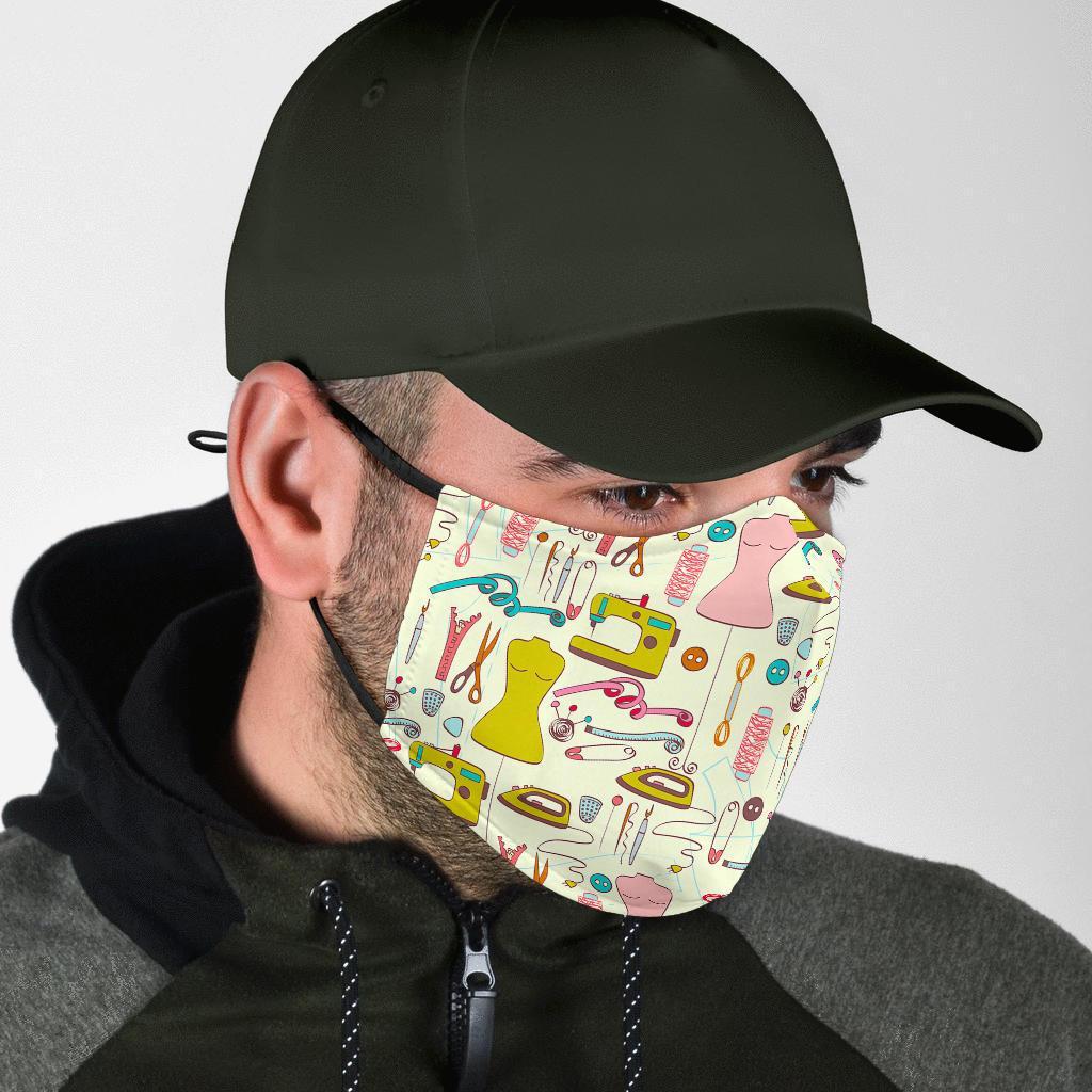 Sewing Print Pattern Face Mask-grizzshop