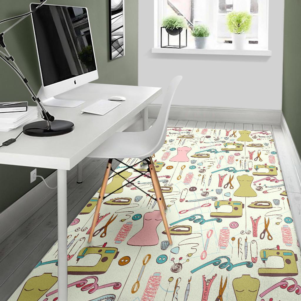 Sewing Print Pattern Floor Mat-grizzshop