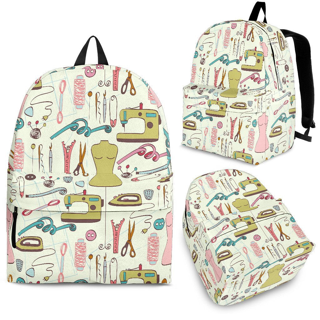 Sewing Print Pattern Premium Backpack-grizzshop