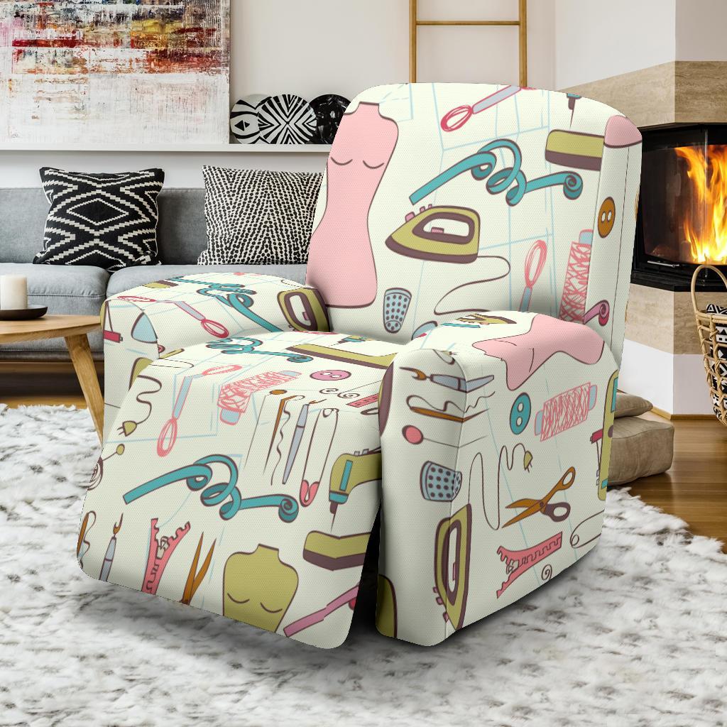 Sewing Print Pattern Recliner Cover-grizzshop