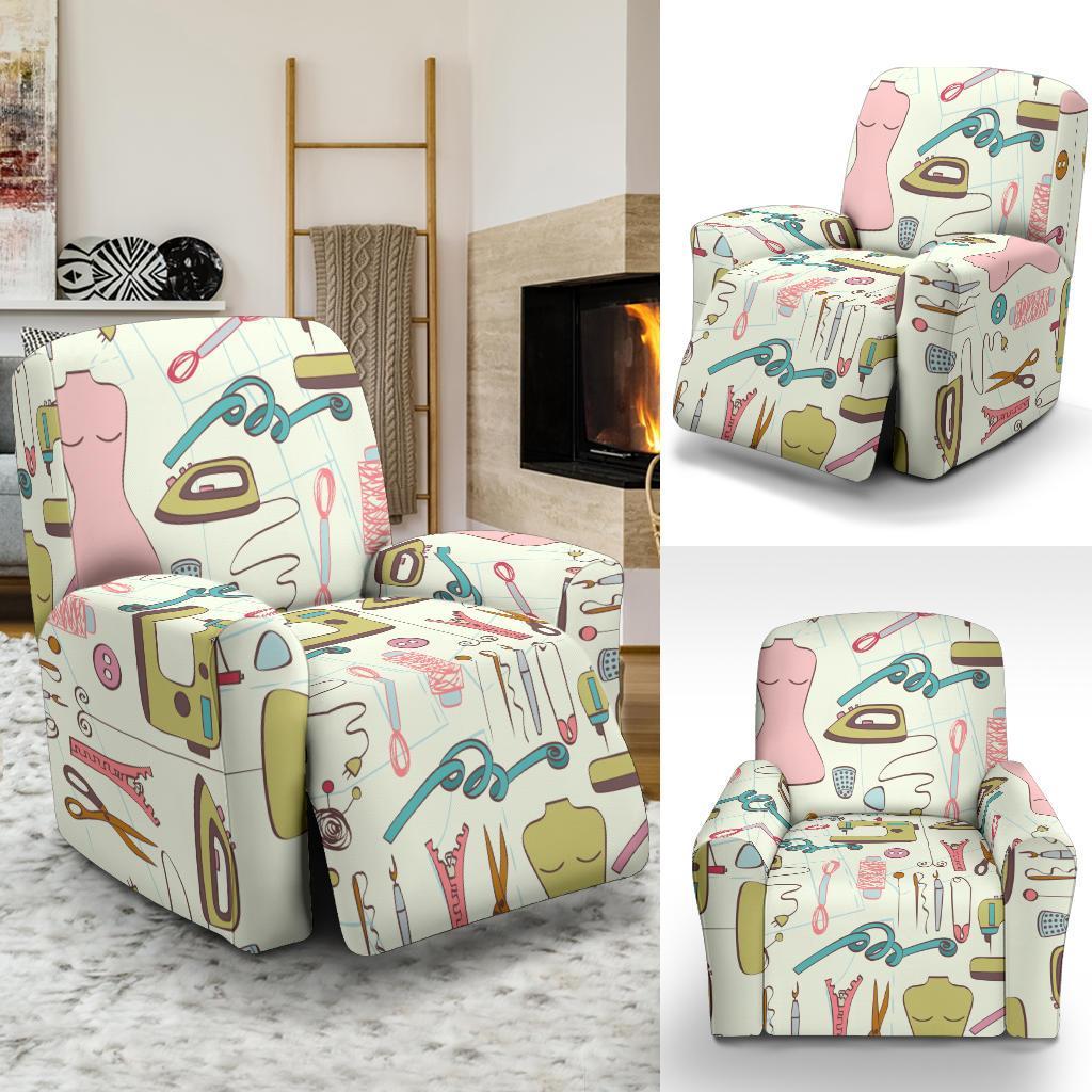 Sewing Print Pattern Recliner Cover-grizzshop