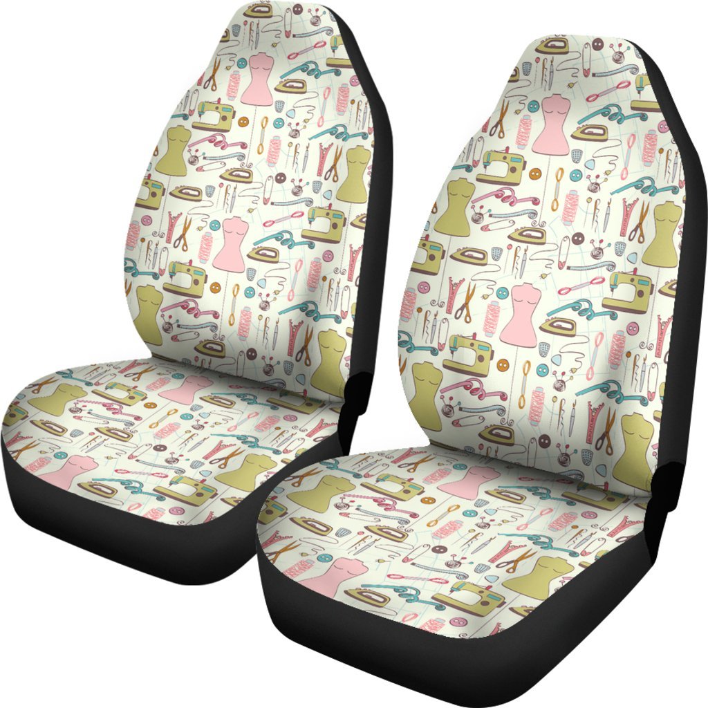 Sewing Print Pattern Universal Fit Car Seat Cover-grizzshop