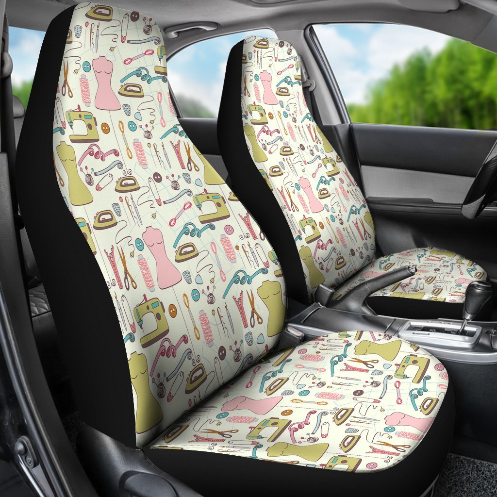 Sewing Print Pattern Universal Fit Car Seat Cover-grizzshop