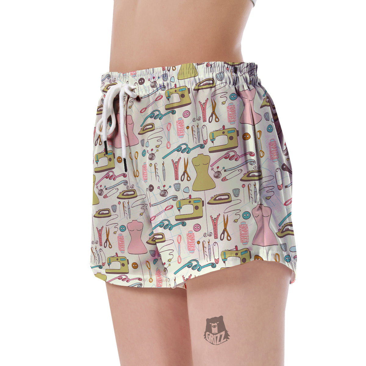 Sewing Print Pattern Women's Shorts-grizzshop