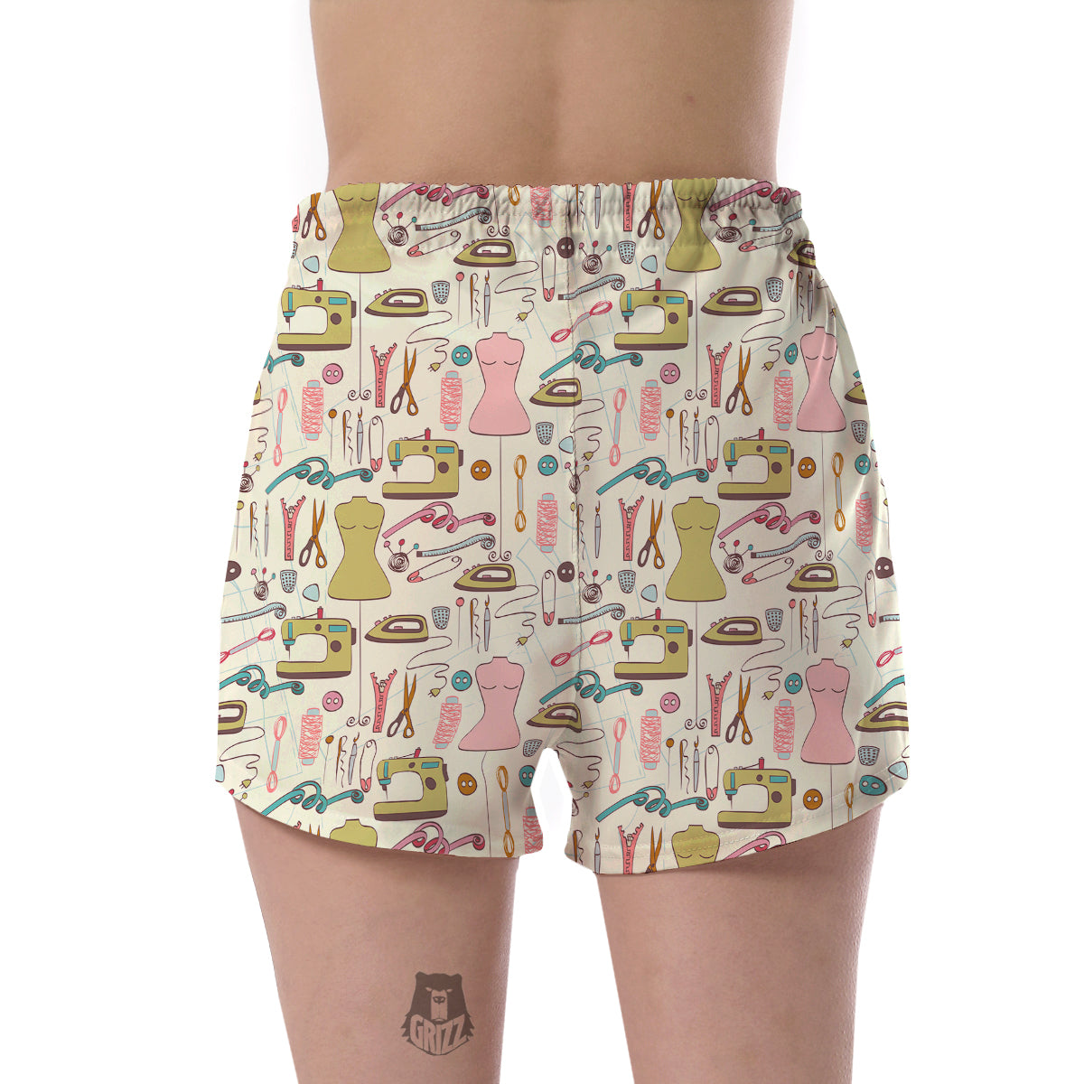 Sewing Print Pattern Women's Shorts-grizzshop