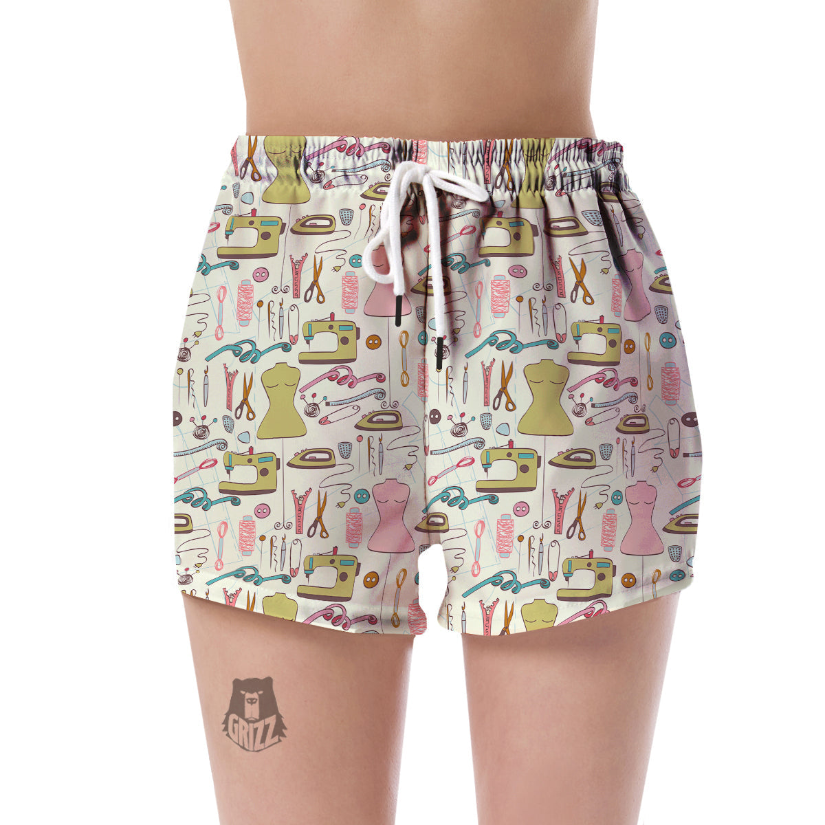 Sewing Print Pattern Women's Shorts-grizzshop
