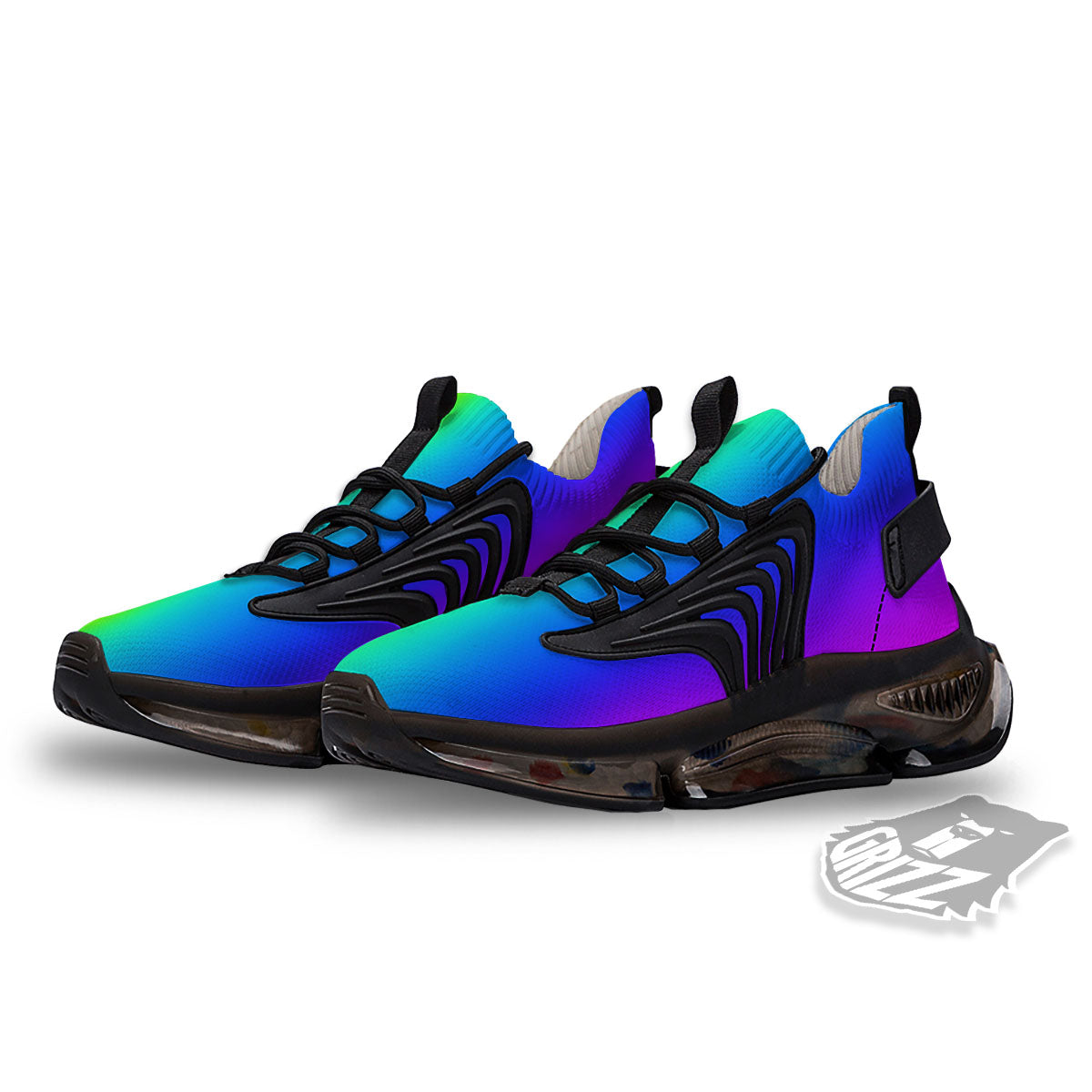 Shades Rainbow Print Pattern Black Gym Shoes-grizzshop