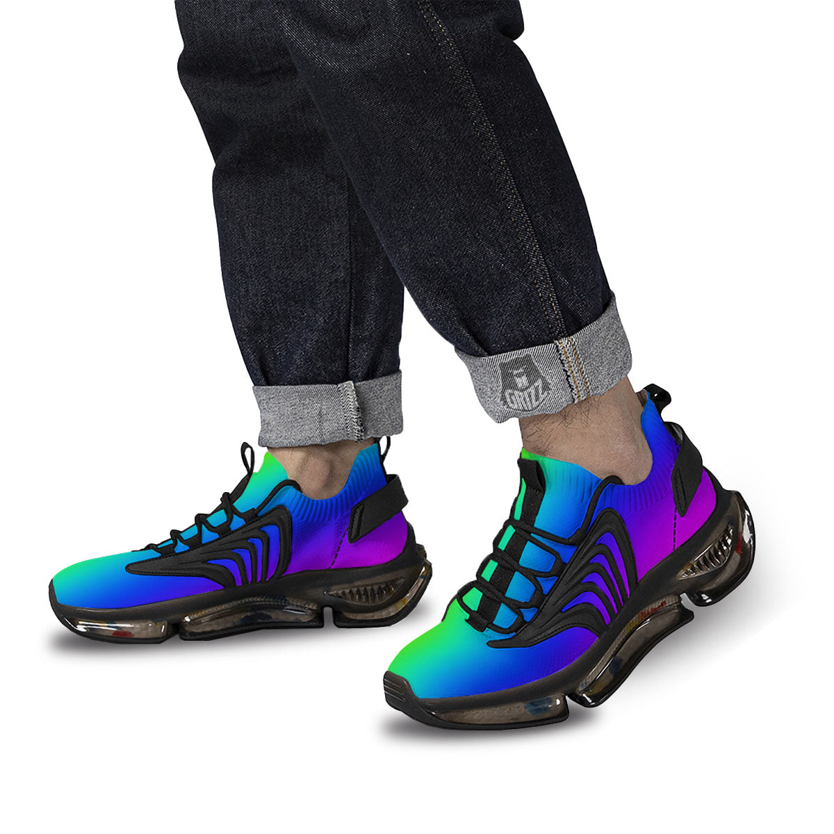 Shades Rainbow Print Pattern Black Gym Shoes-grizzshop