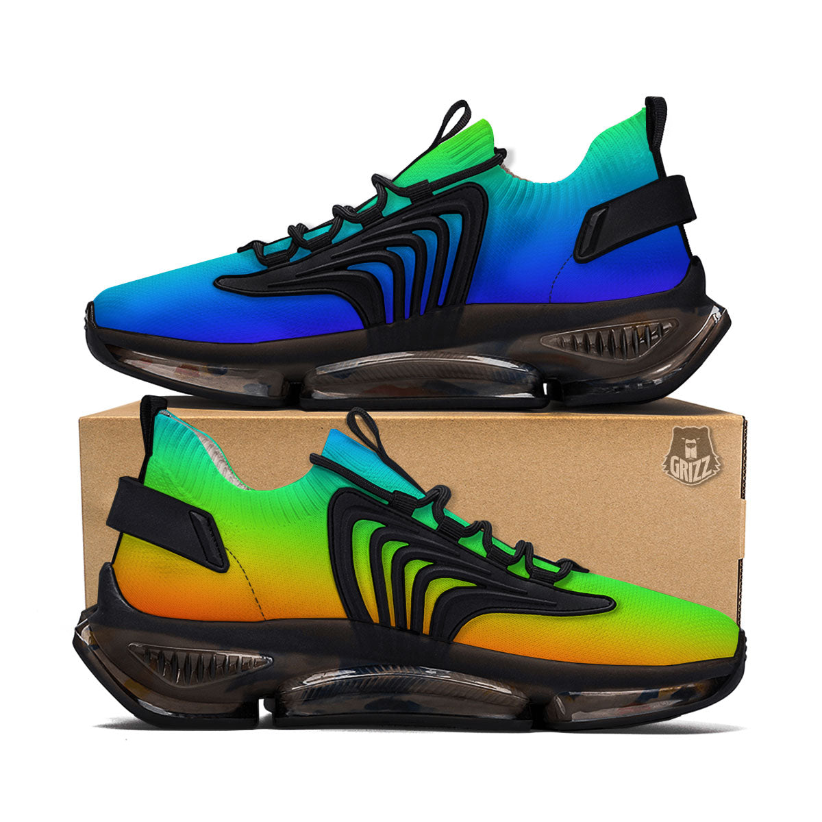 Shades Rainbow Print Pattern Black Gym Shoes-grizzshop