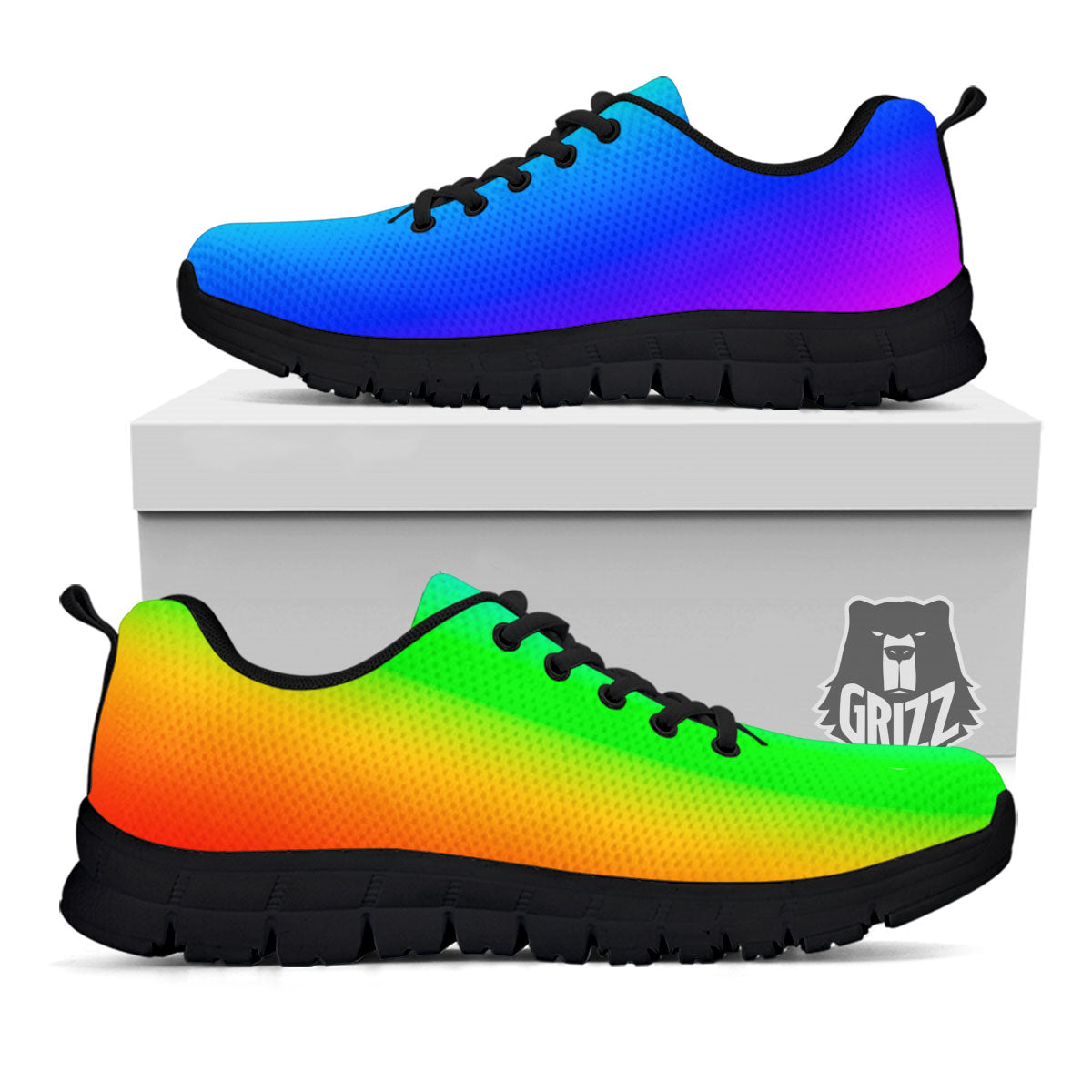 Shades Rainbow Print Pattern Black Sneaker-grizzshop