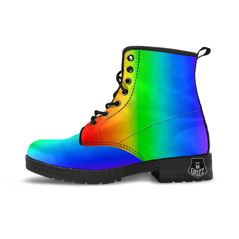 Shades Rainbow Print Pattern Leather Boots-grizzshop