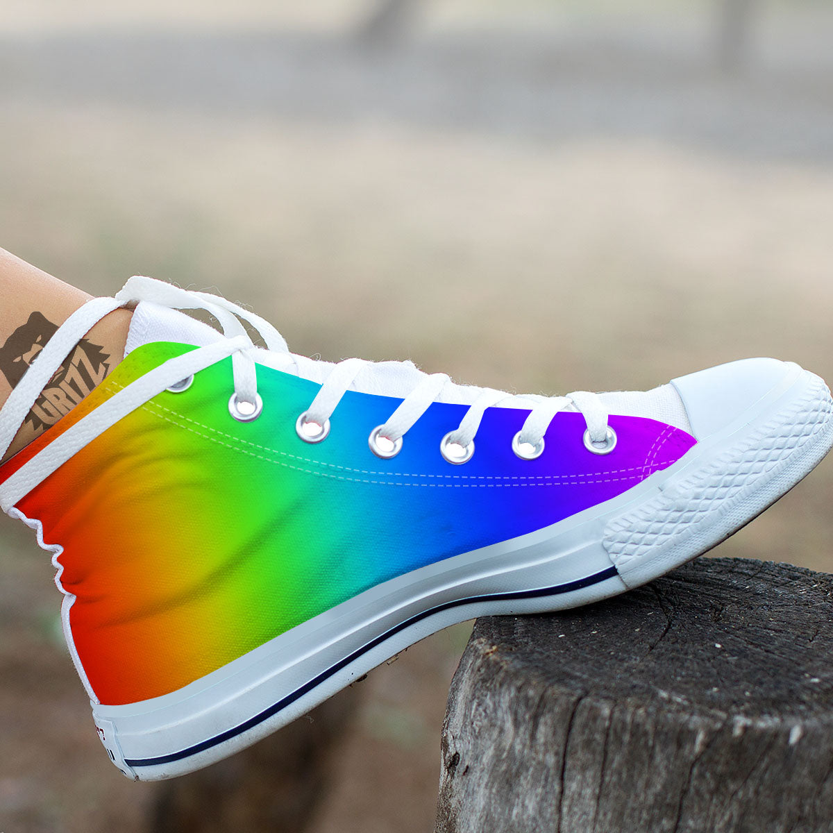 Shades Rainbow Print Pattern White High Top Shoes-grizzshop